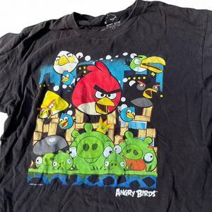 Angry Birds Retro Gaming Graphic Tee Black Cotton Short Sleeve Size M